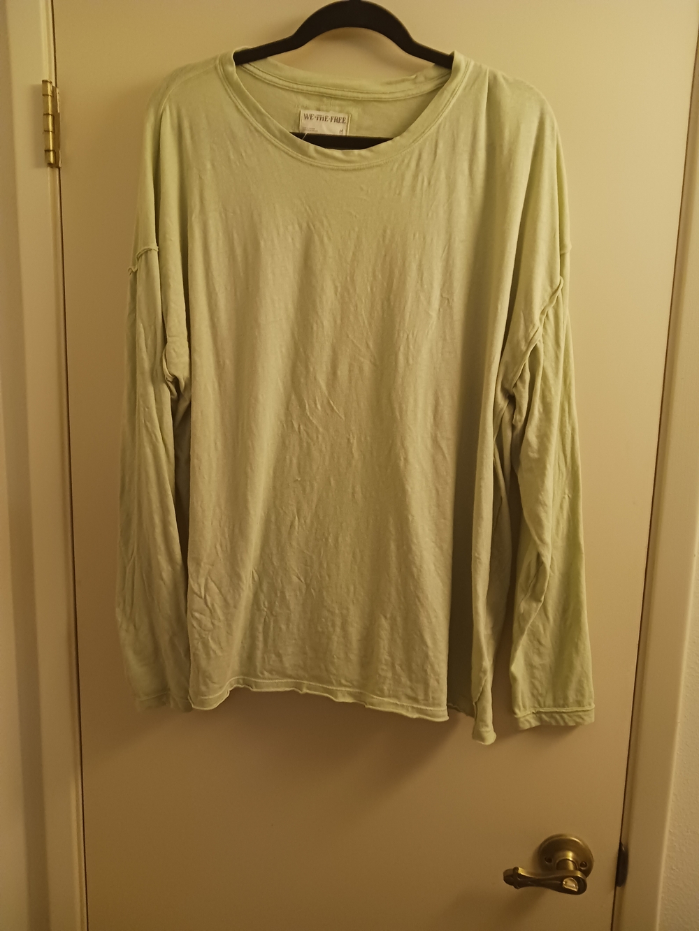 We The Free Light Sage Green Long Sleeve Crewneck Top